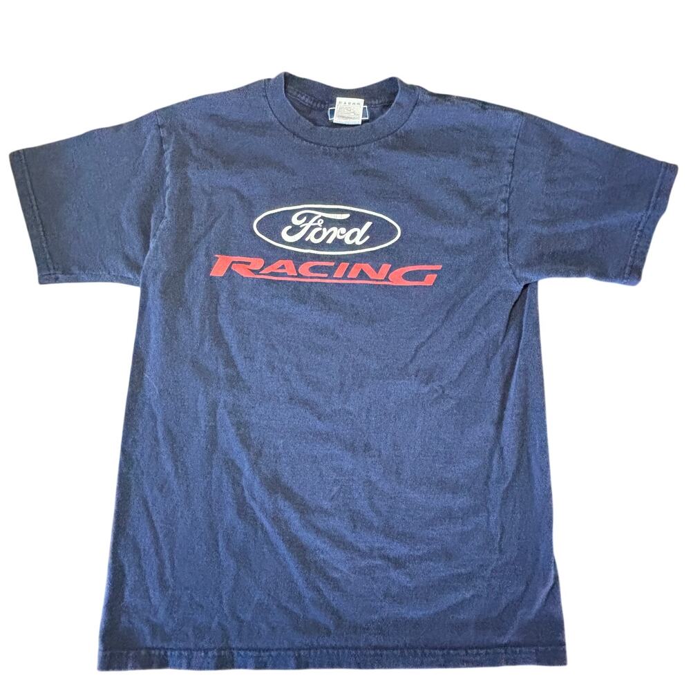 Vintage Ford Racing T-Shirt Medium Blue Heather Short Sleeve Graphic Big Logo